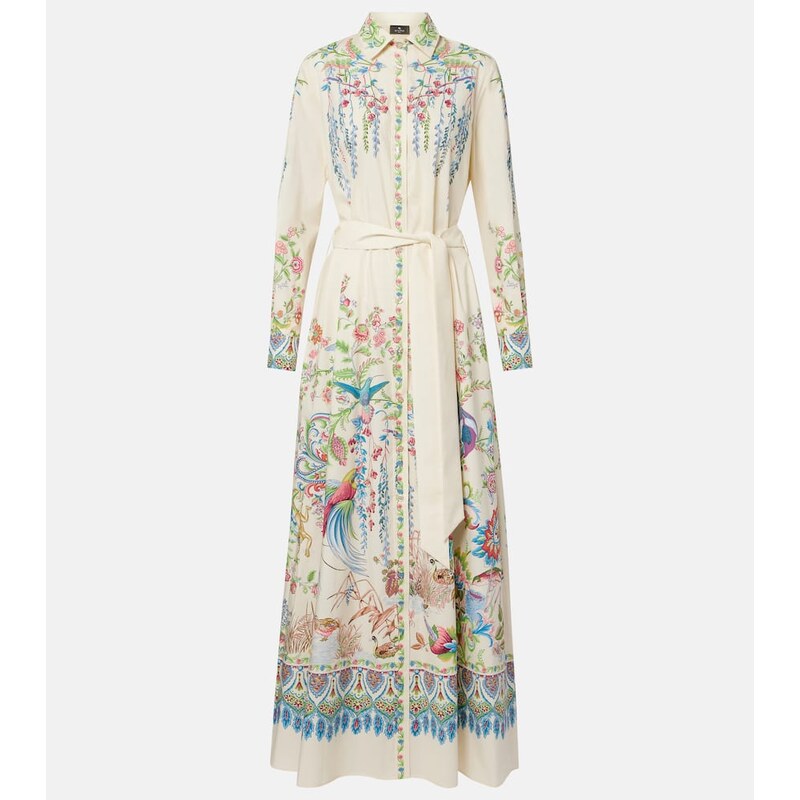 Etro Belted printed cotton shirt dress