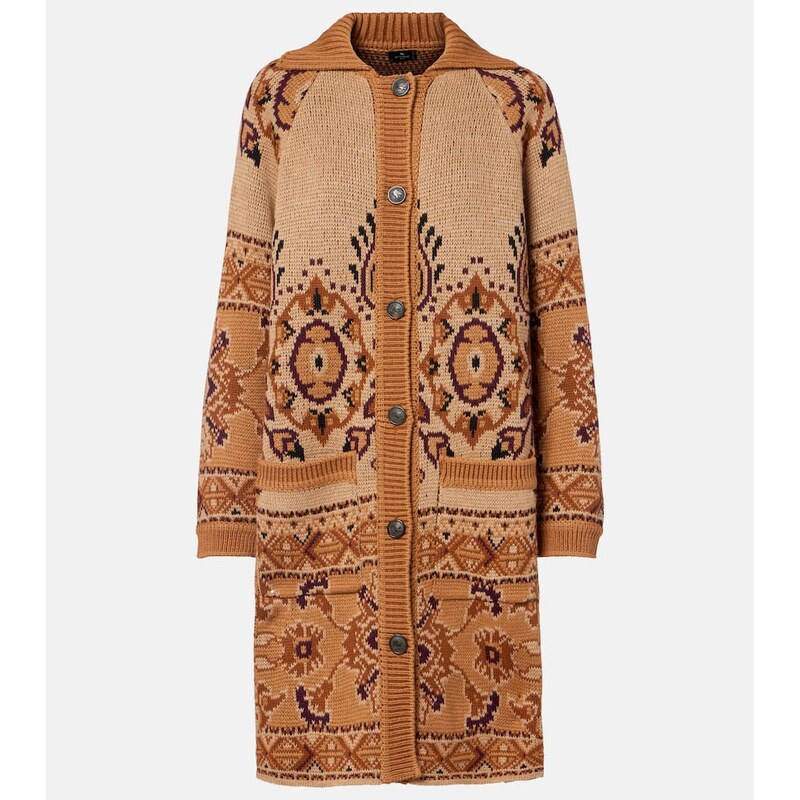 Etro kardigan v hnědé barvě, uzavřený předním knoflíkem