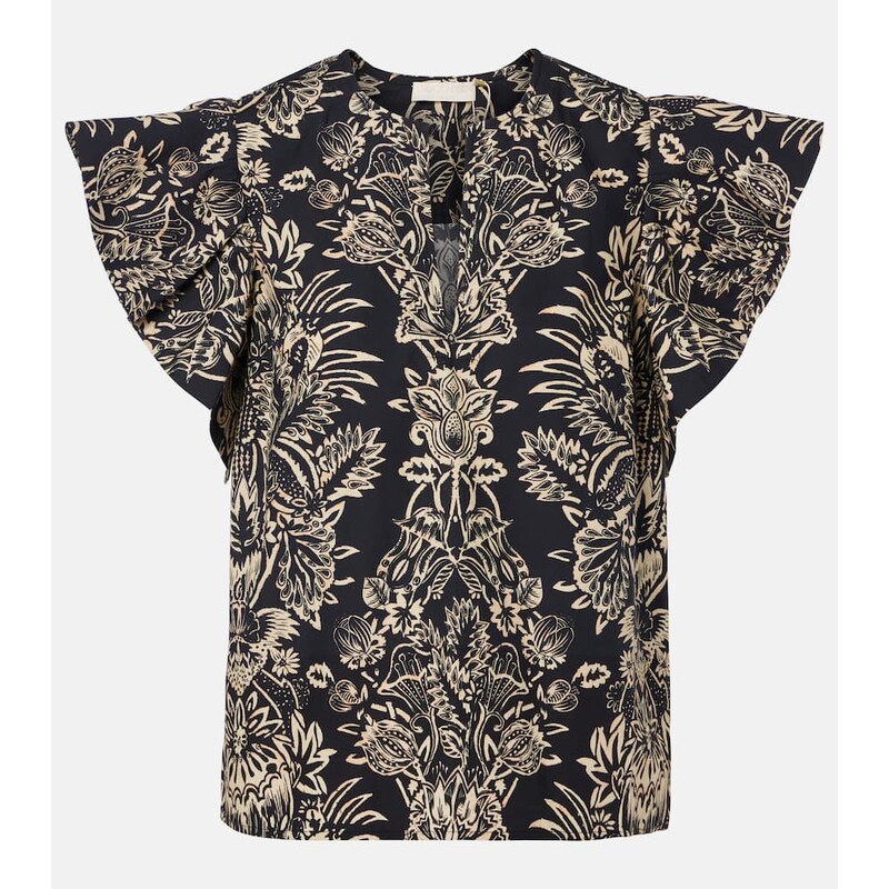 Ulla Johnson Severine printed cotton poplin top