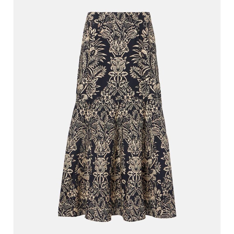 Ulla Johnson Clarisse printed cotton poplin midi skirt