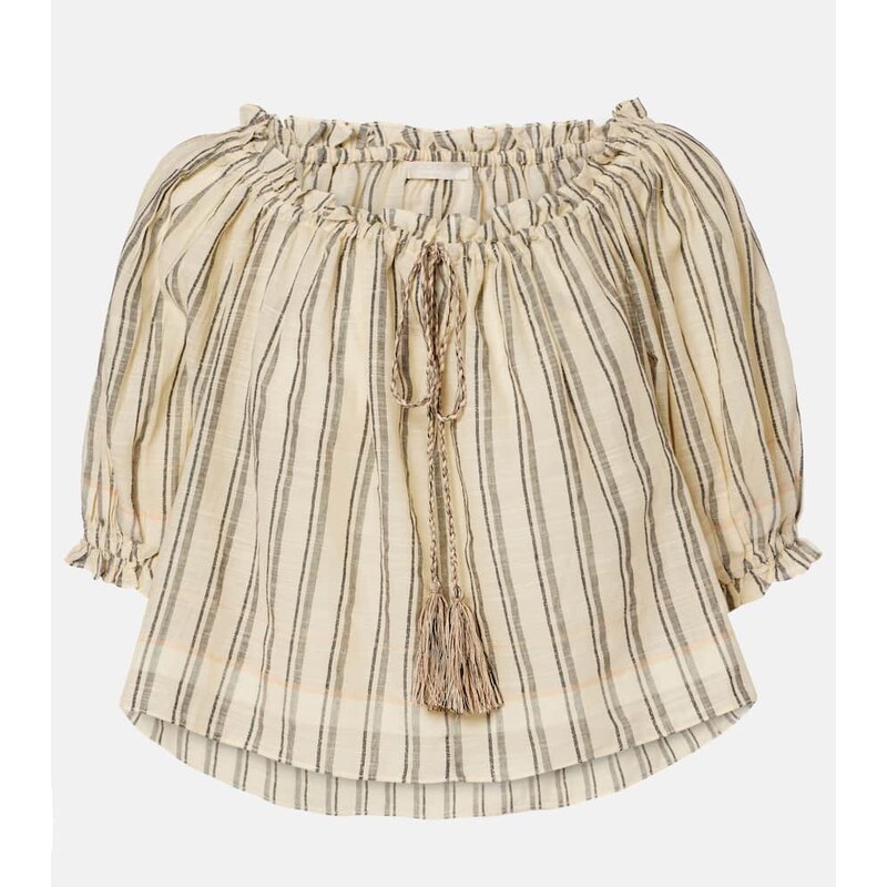 Ulla Johnson Paros striped cropped cotton top