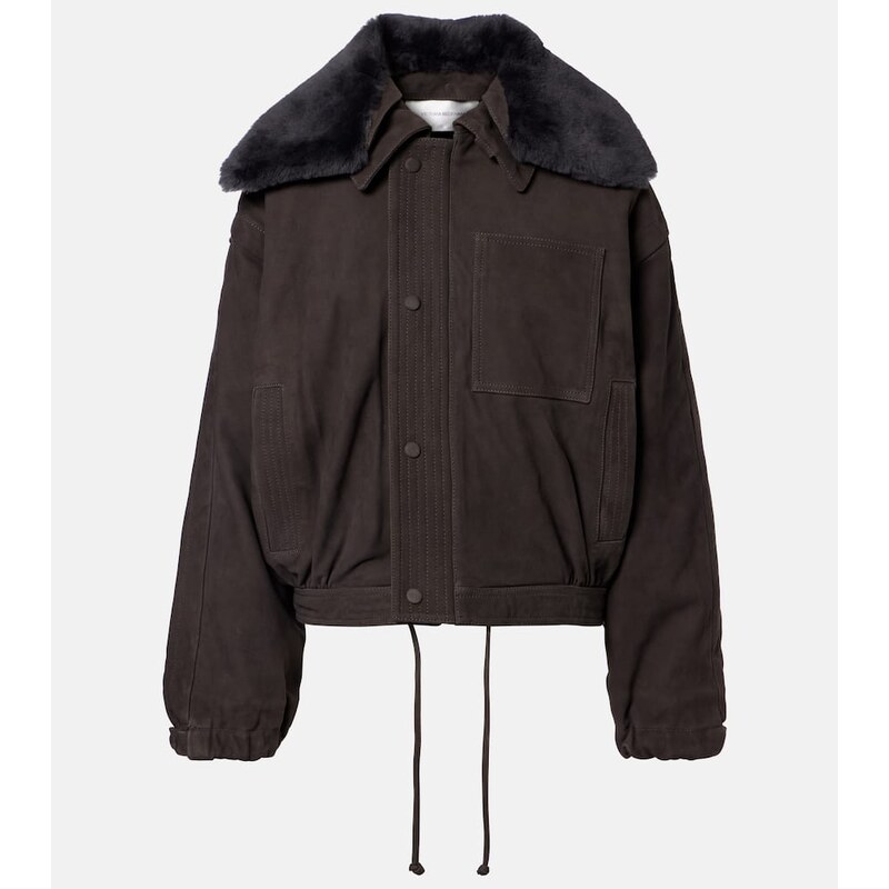 Victoria Beckham Shearling-trimmed suede blouson jacket