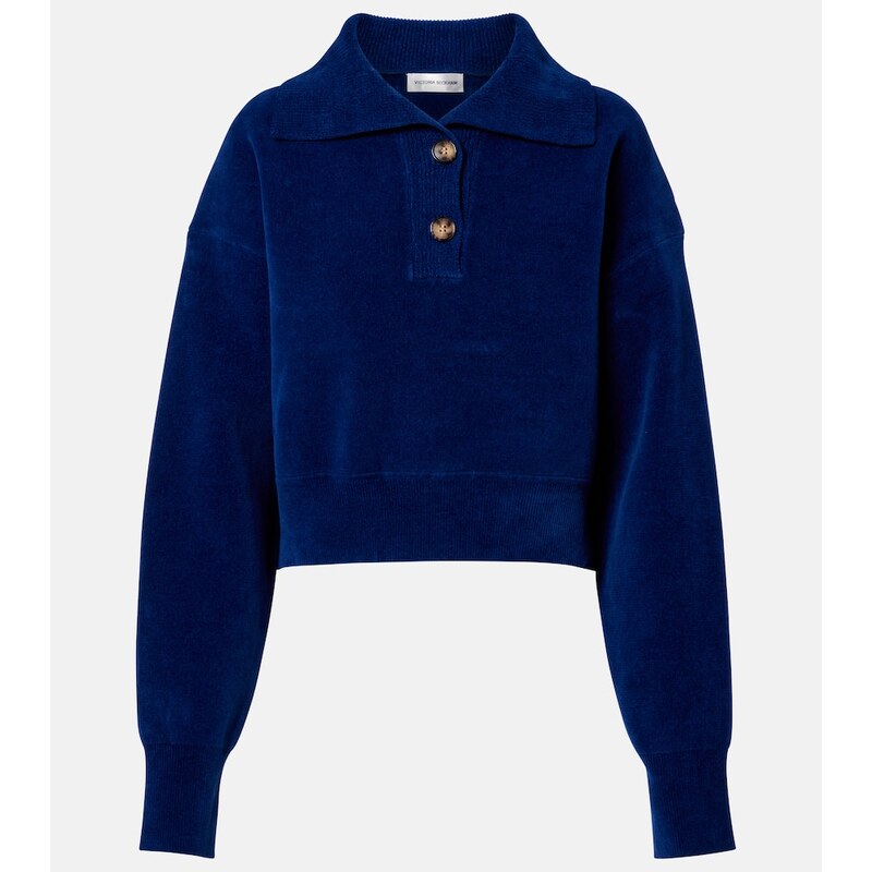 Victoria Beckham Cropped cotton-blend velvet sweatshirt