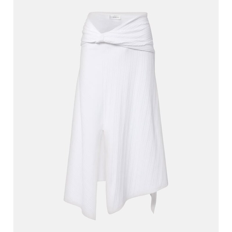Victoria Beckham Gathered cotton-blend midi skirt