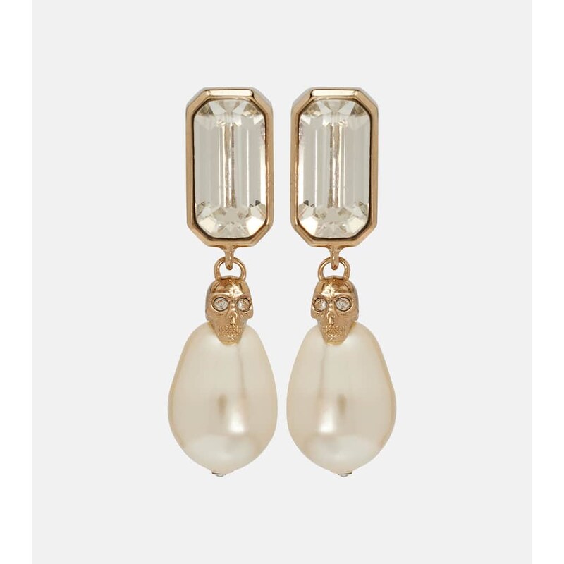 McQueen Skull embellished drop earrings