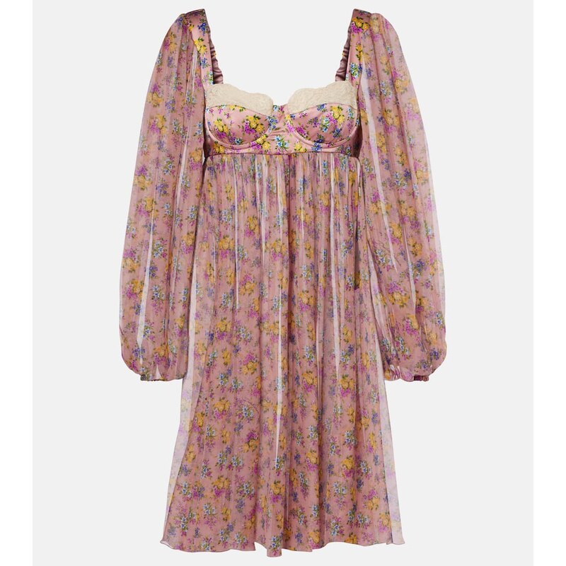 Dolce&Gabbana Floral lace-trimmed silk and cotton-blend chiffon