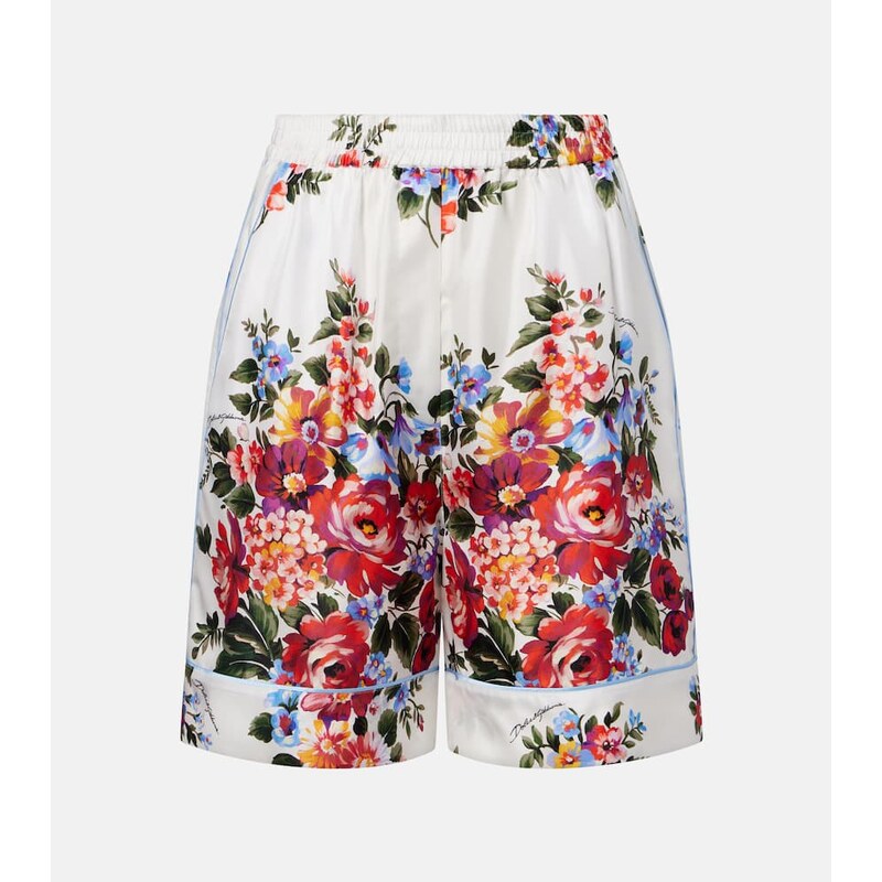 Dolce&Gabbana Floral silk twill Bermuda shorts