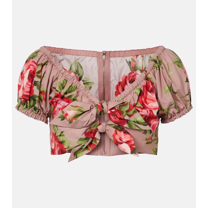 Dolce&Gabbana Floral bow-detail cotton crop top