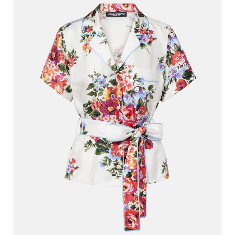 Dolce&Gabbana Floral silk twill wrap top