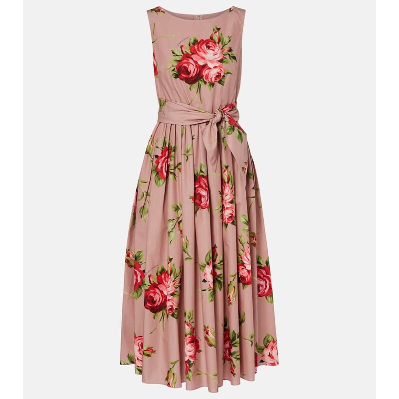 Dolce&Gabbana Floral belted cotton midi dress