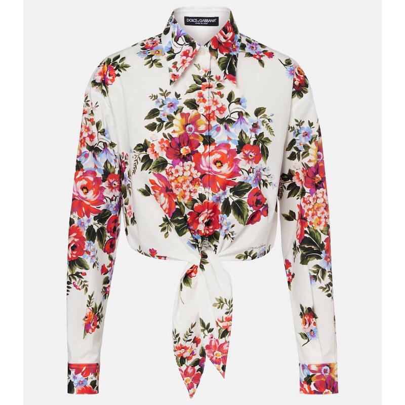 Dolce&Gabbana Floral cropped cotton shirt