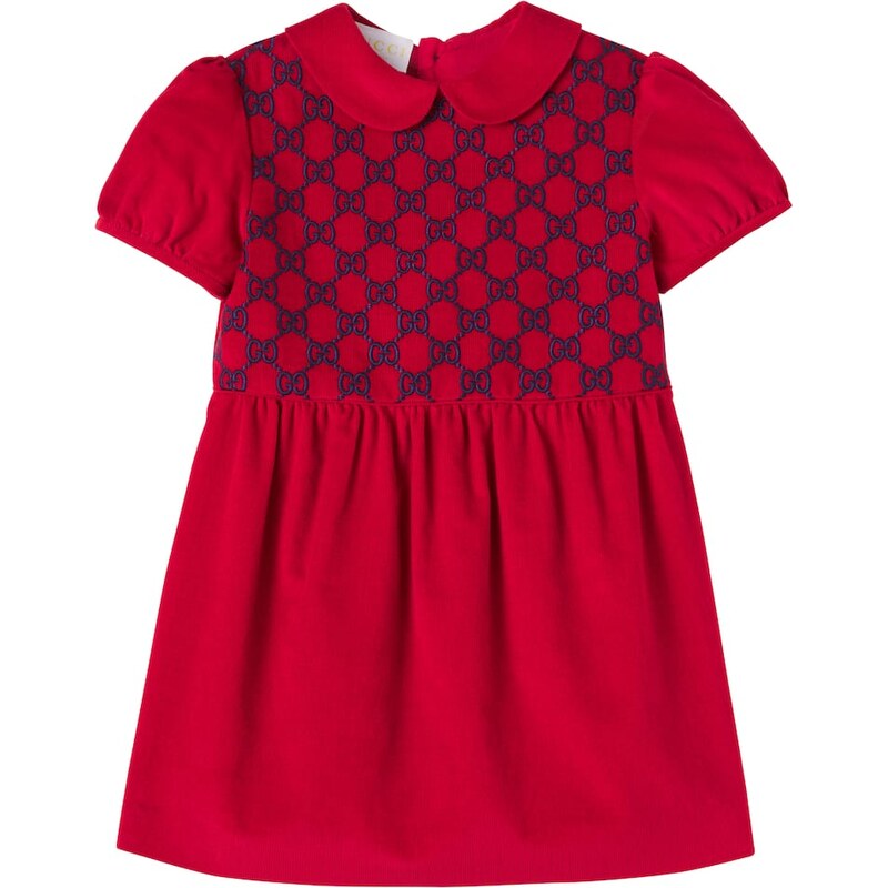 Gucci Kids Baby GG embroidered cotton velvet dress