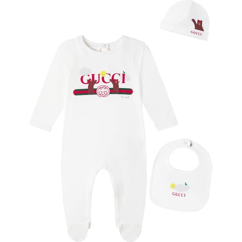 Gucci Kids x Euan Roberts Baby cotton beanie, bib, and onesie