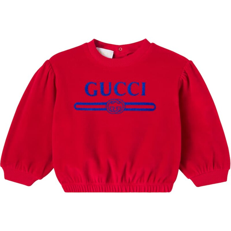 Gucci Kids Baby logo cotton-blend velvet sweatshirt
