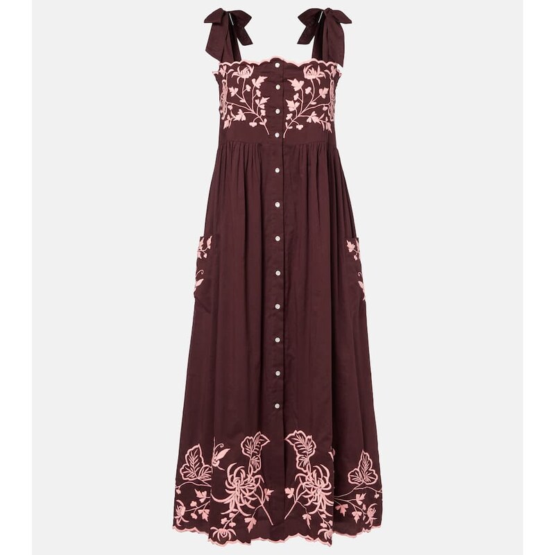 Juliet Dunn Embroidered cotton midi dress