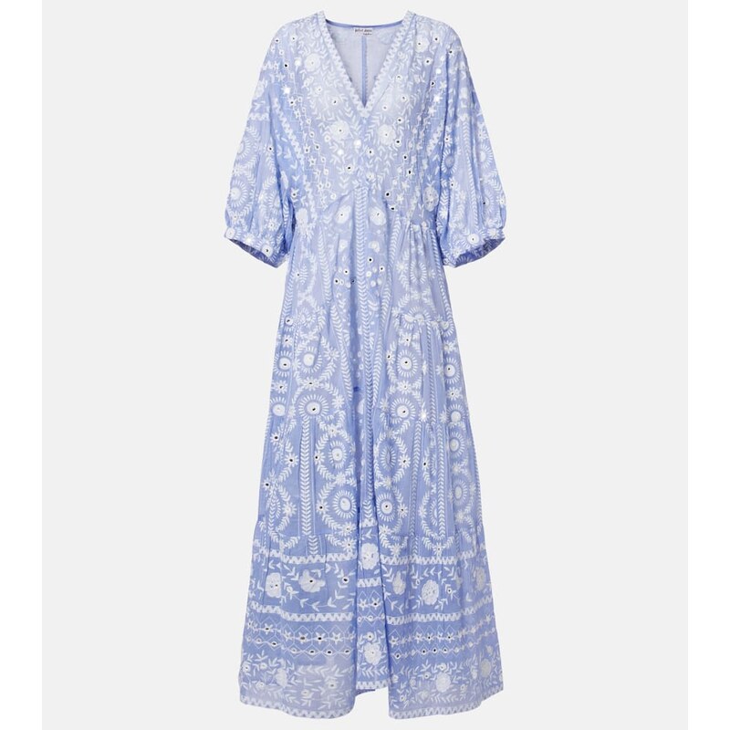 Juliet Dunn Sequined floral cotton maxi dress