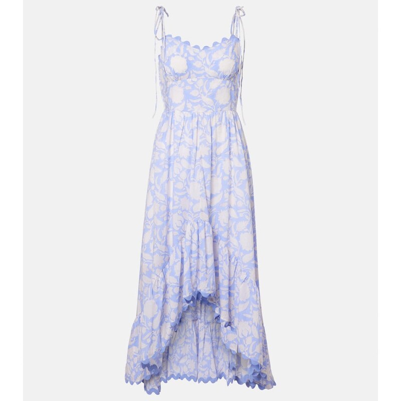 Juliet Dunn Asymmetric floral cotton midi dress