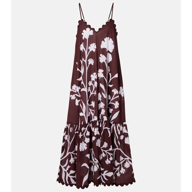Juliet Dunn Scalloped cotton midi dress