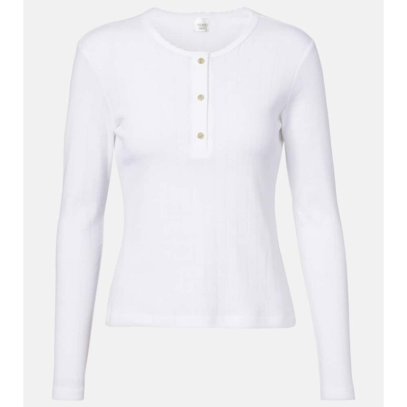 Leset Pointelle cotton Henley shirt