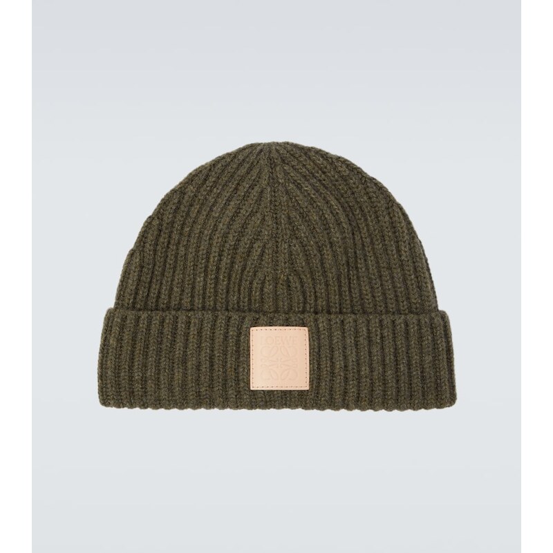 Loewe Logo ribbed-knit cashmere beanie