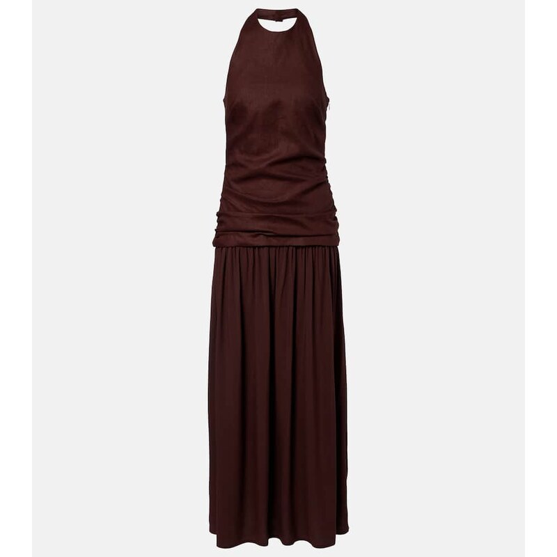 Faithfull Tali halterneck linen maxi dress