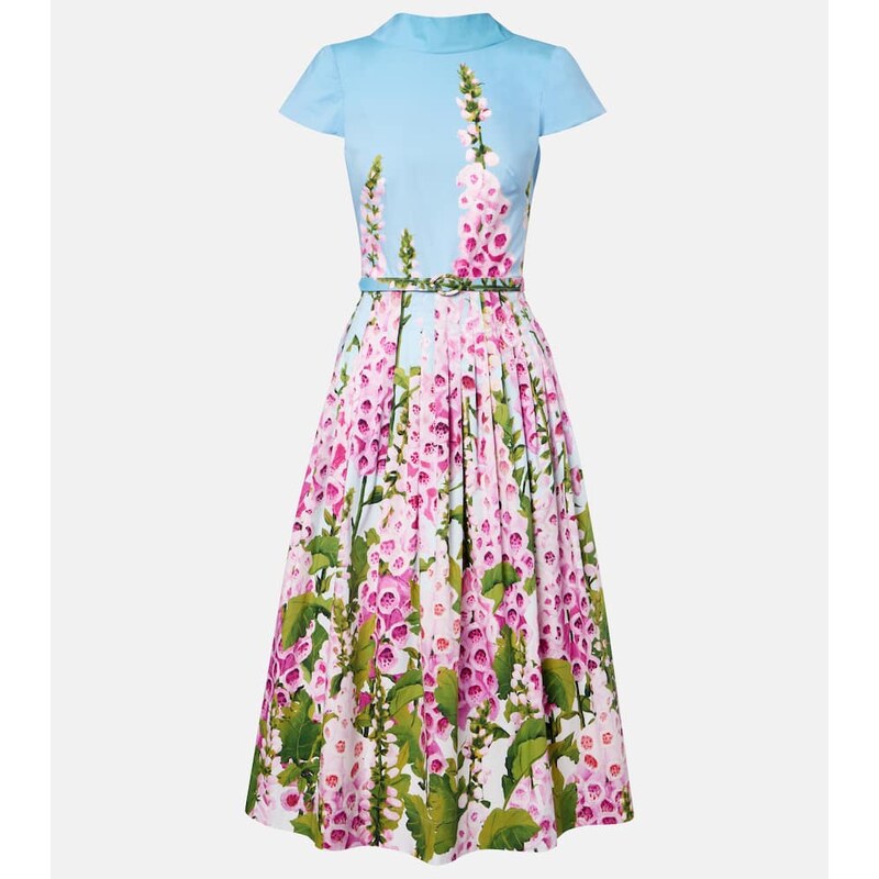 Oscar de la Renta Floral cotton-blend poplin midi dress