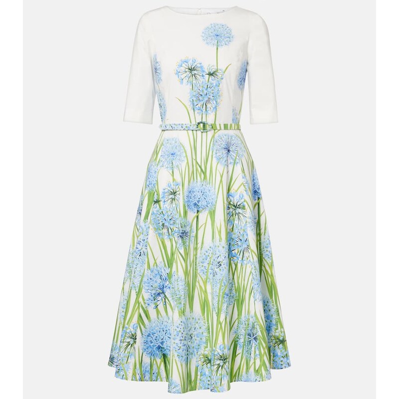 Oscar de la Renta Floral cotton-blend poplin midi dress