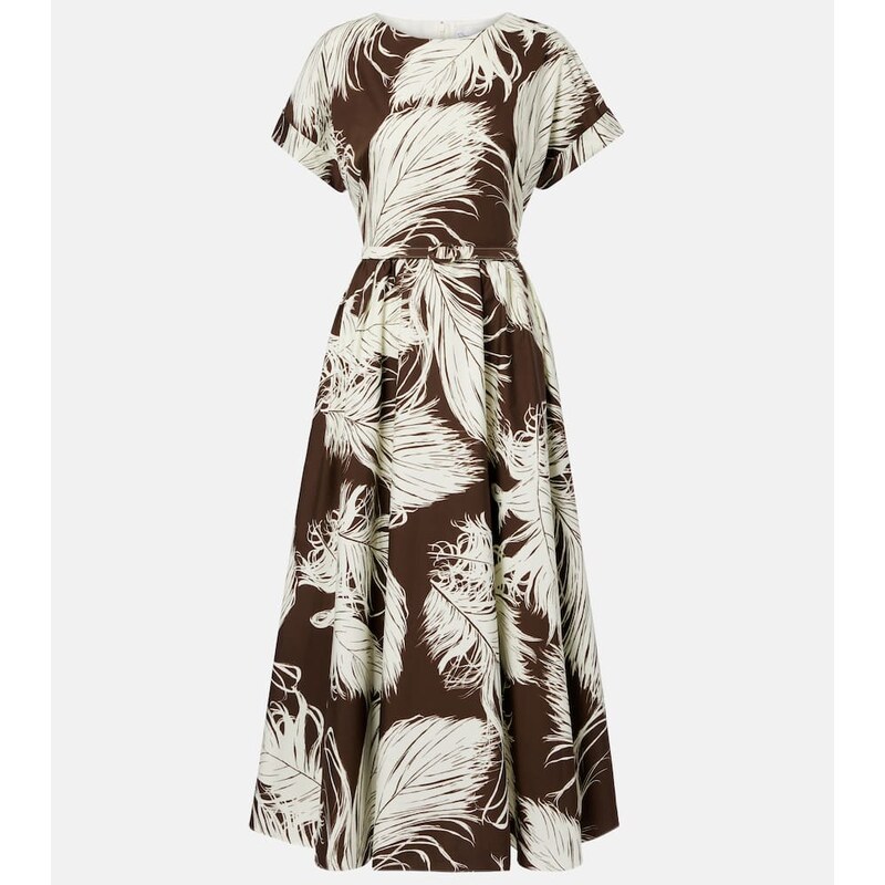 Oscar de la Renta Printed cotton-blend poplin midi dress