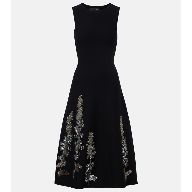 Oscar de la Renta Embellished jacquard midi dress
