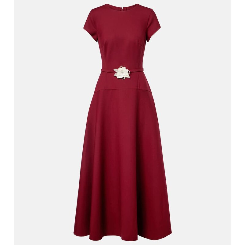 Oscar de la Renta Floral-appliquÃ wool-blend crÃªpe maxi dress