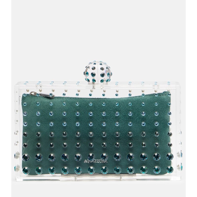 Aquazzura Tequila Mini beaded suede-lined clutch