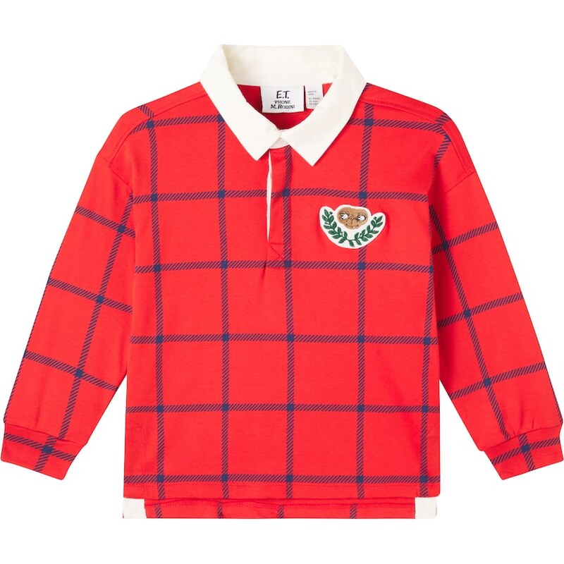 Mini Rodini x E.T. checked cotton polo sweater