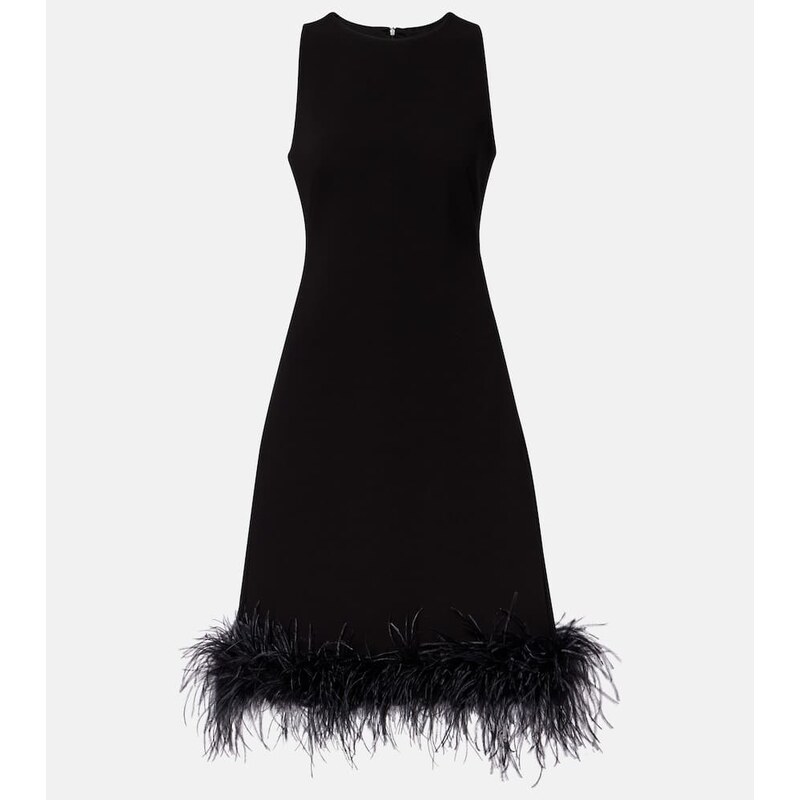 Max Mara Semito feather-trimmed midi dress