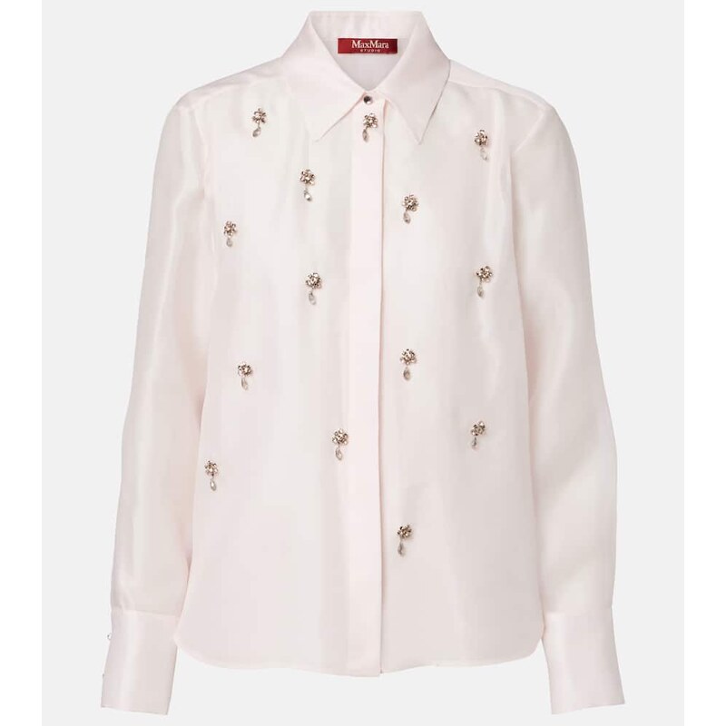 Max Mara Agi crystal-embellished silk shirt