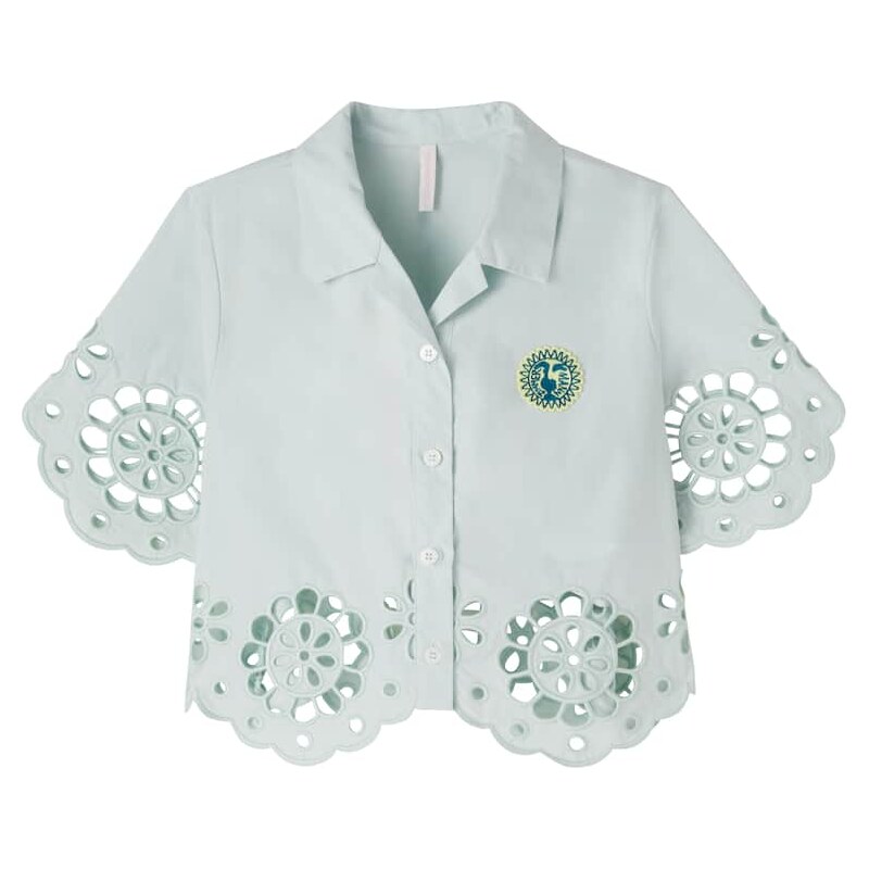 Zimmermann Kids Awaken embroidered scalloped cotton shirt