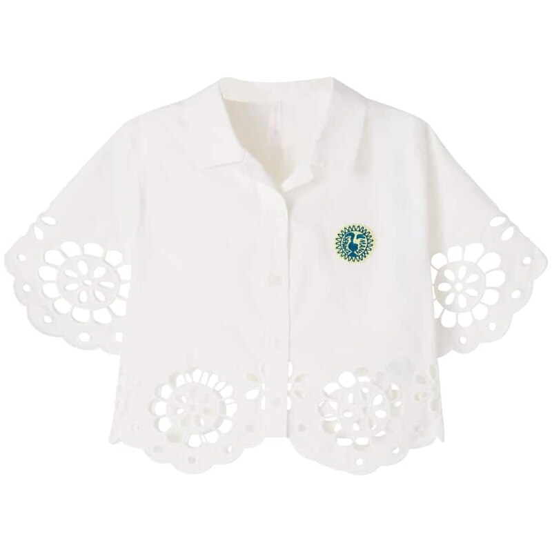 Zimmermann Kids Awaken embroidered scalloped cotton shirt