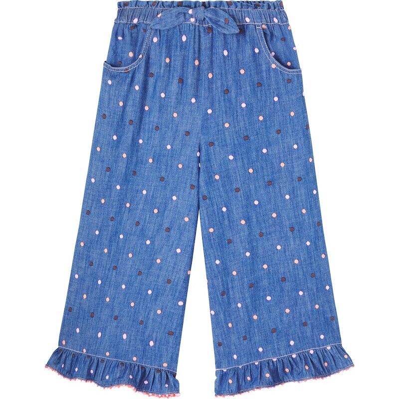 Zimmermann Kids Embroidered polka-dot denim pants