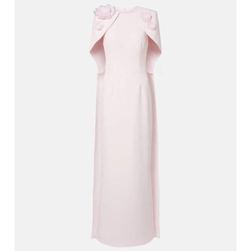 Safiyaa Lennox floral-appliquÃ caped crÃªpe gown