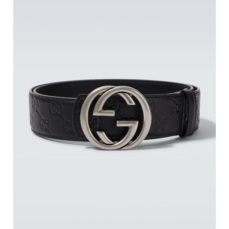 Gucci Interlocking G pásek z černé kůže