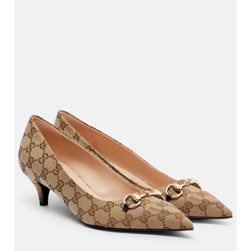Gucci Erin GG Canvas Horsebit 45 pumps