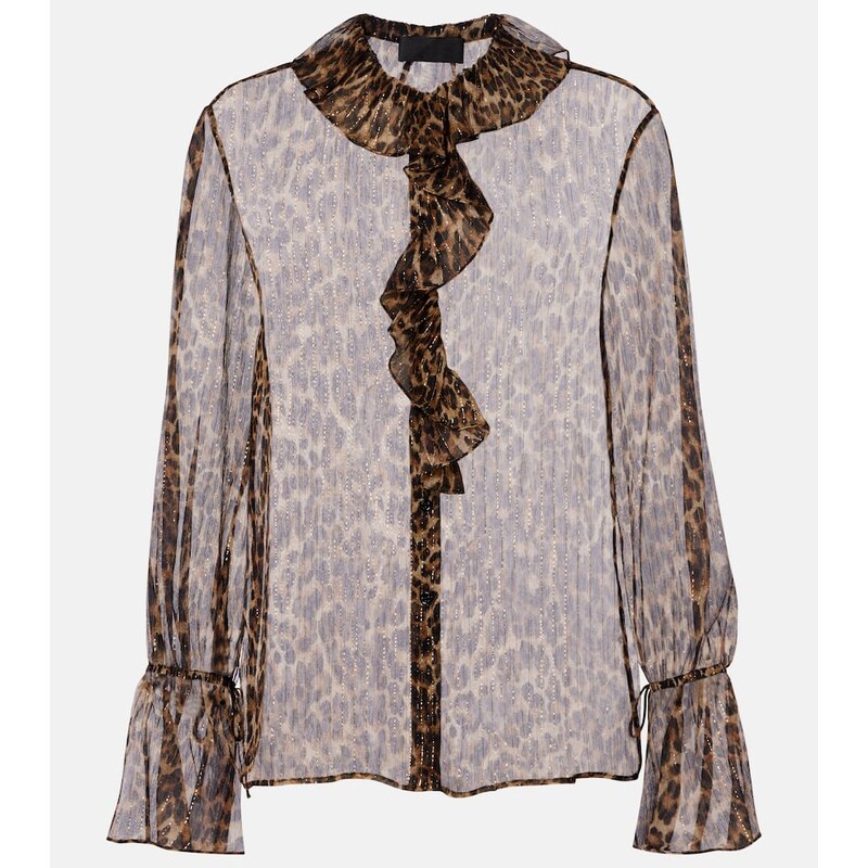 Nili Lotan Cecily leopard-print silk-blend blouse