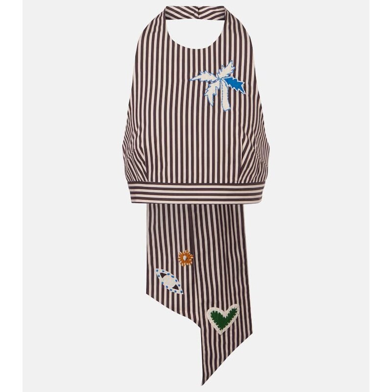 Alemais AlÃmais Sirocco embroidered striped cotton crop top