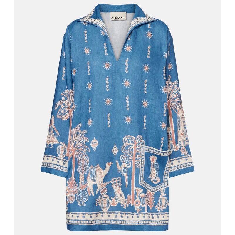 Alémais Acacia printed linen minidress
