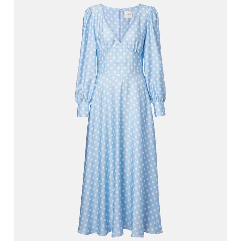 Posse Tilly polka-dot satin midi dress