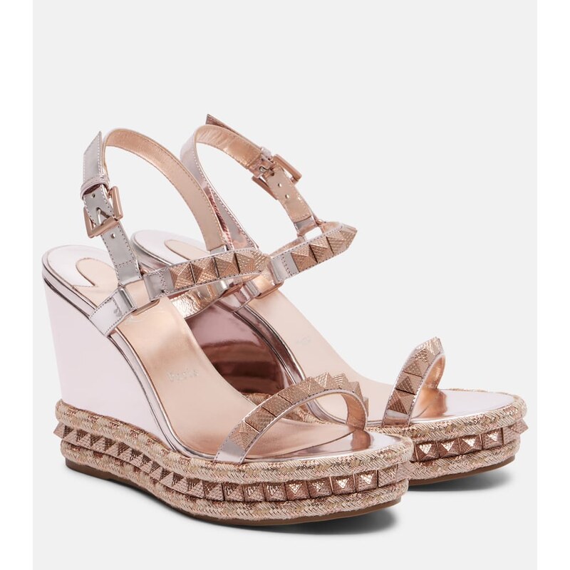 Christian Louboutin Pyra Clou 100 leather espadrille wedges