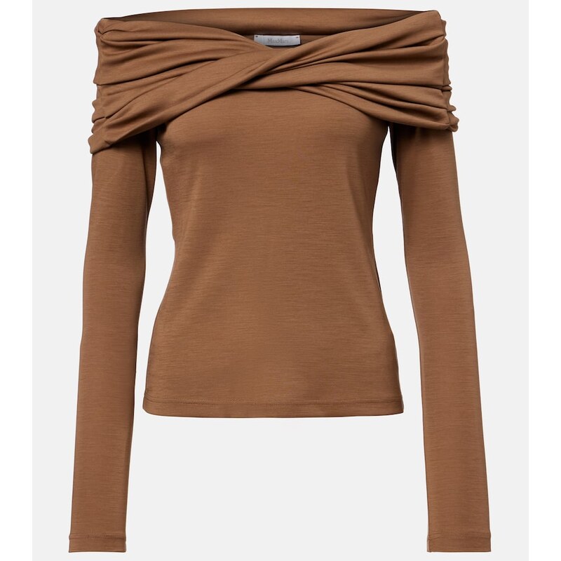 Max Mara Orafo draped virgin wool top