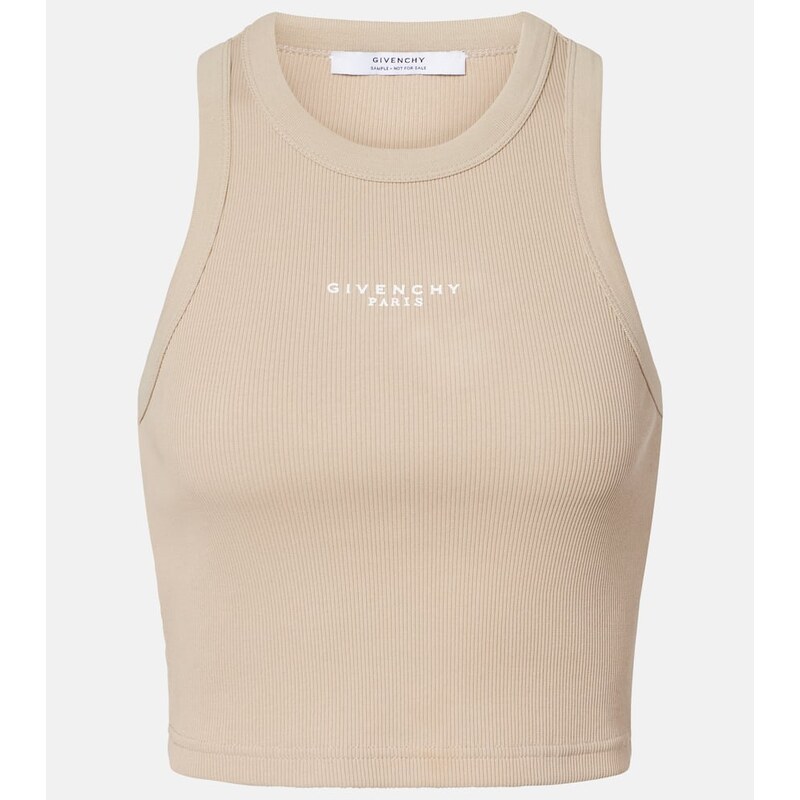 Givenchy Logo cropped cotton jersey tank top