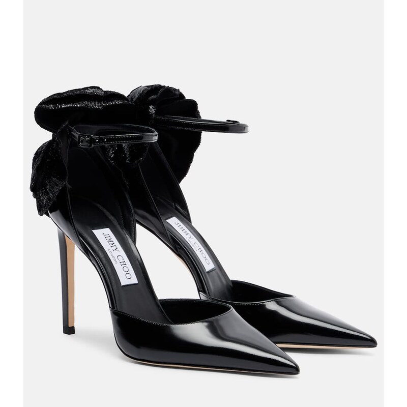 Jimmy Choo Marja 100 floral-appliquÃ leather pumps