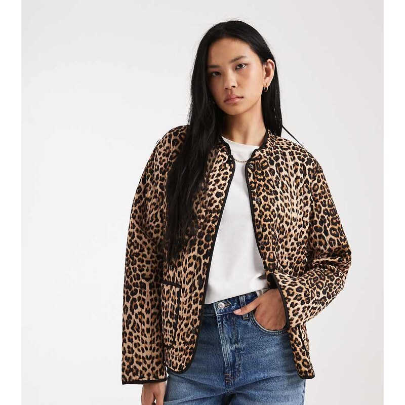 Vero Moda Tall quilted jacket in leopard print-Multi 113291088