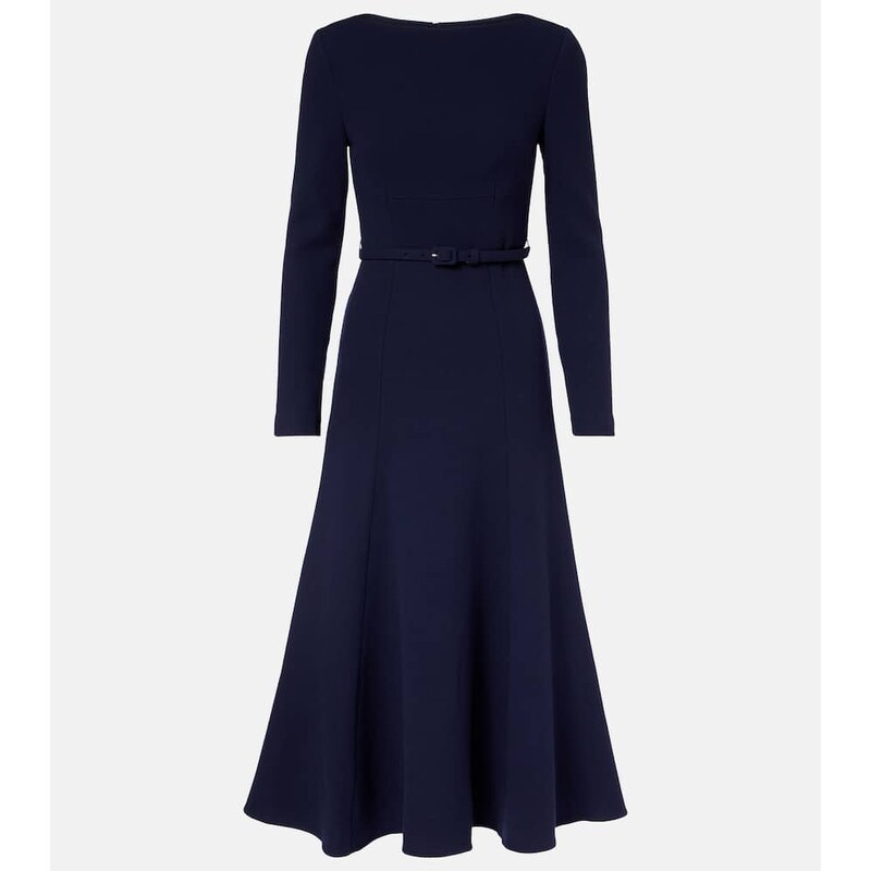 Roland Mouret Belted wool crÃªpe midi dress
